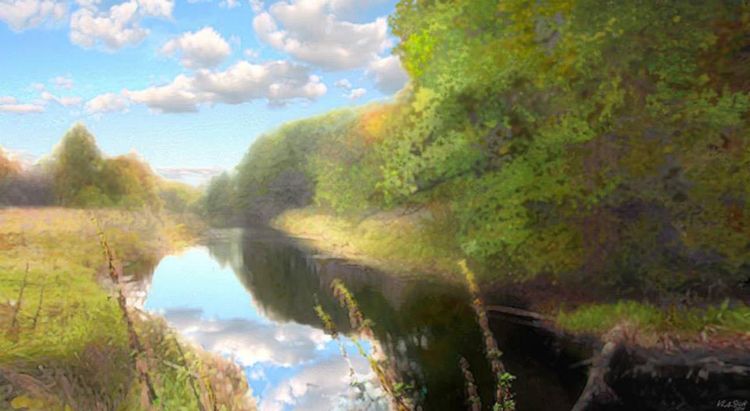 Clouds. Reflection... by Alexander Vlasyuk - search and link Fine Art with ARTdefs.com