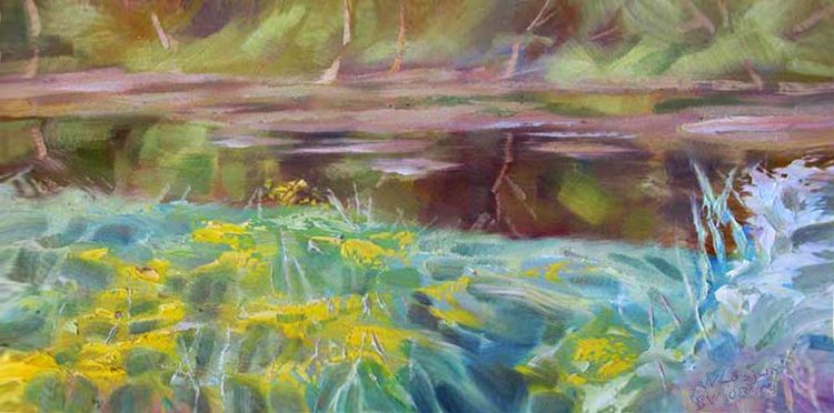 On the bank of the river by Alexander Vlasyuk - search and link Fine Art with ARTdefs.com