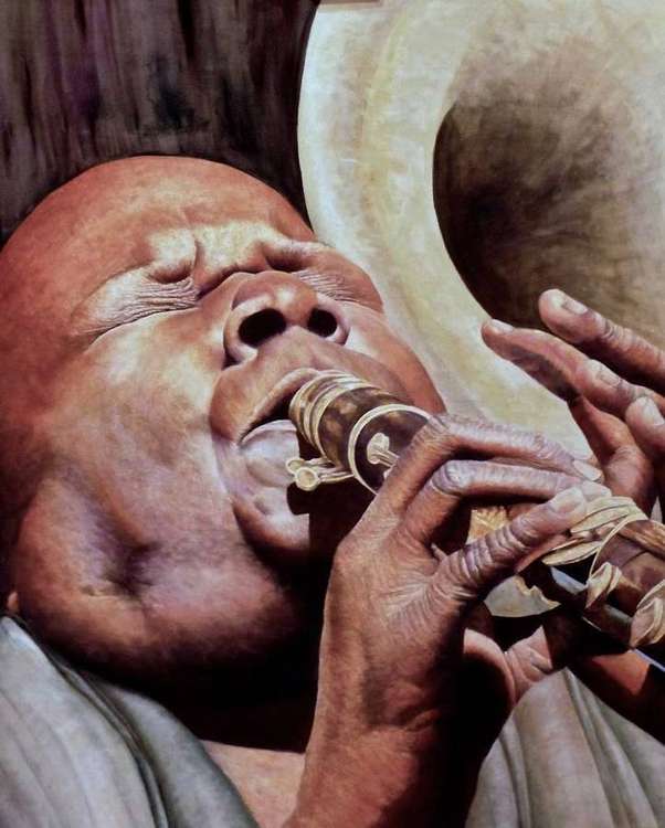 Flute player by Allan Skriloff - search and link Fine Art with ARTdefs.com