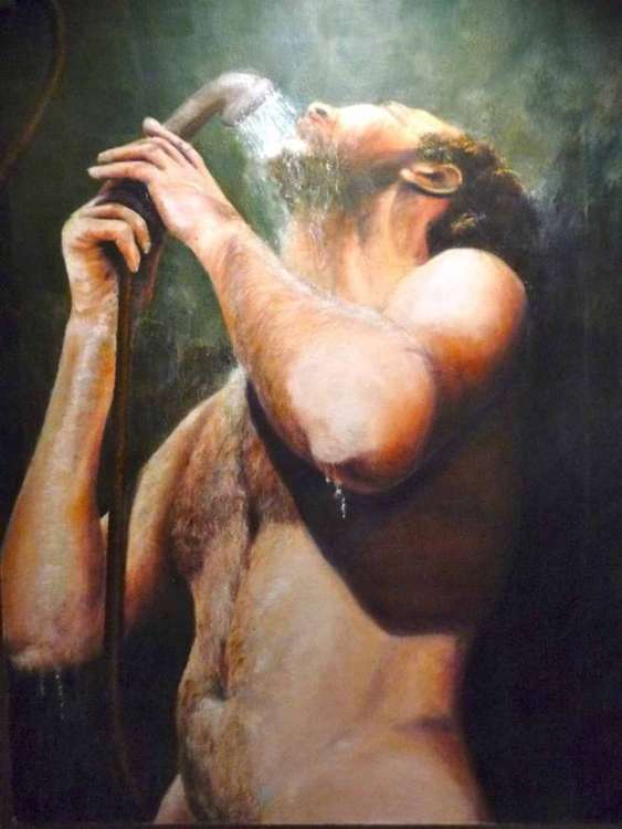 Showering by Allan Skriloff - search and link Fine Art with ARTdefs.com