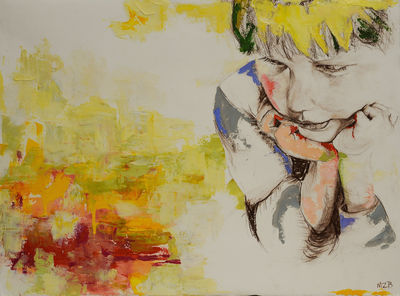 Pondering Red by Margaret Brown - search and link Fine Art with ARTdefs.com