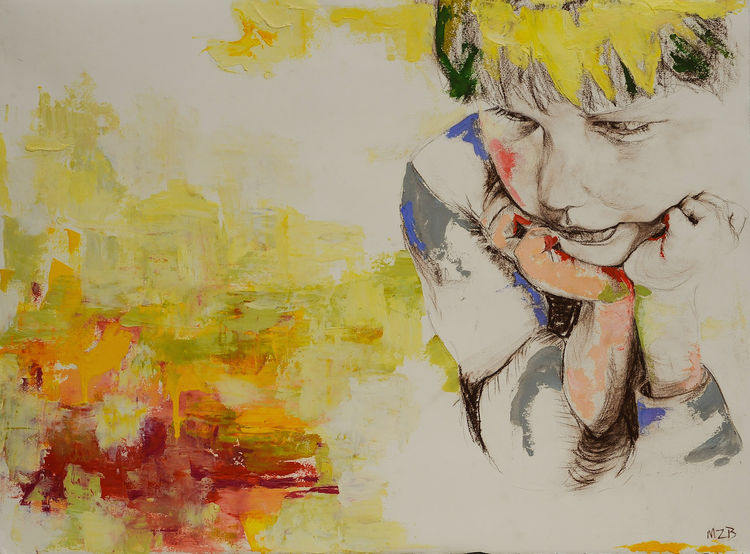 Pondering Red by Margaret Brown - search and link Fine Art with ARTdefs.com