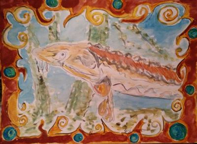 Hide and Seek James River Sturgeon by Susan Royer - search and link Fine Art with ARTdefs.com