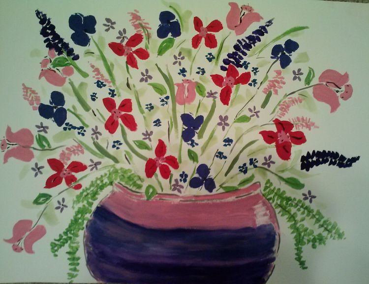 Purple and Pink Bowl Vase by Susan Royer - search and link Fine Art with ARTdefs.com