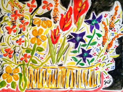 Tiger Stripe Planter by Susan Royer - search and link Fine Art with ARTdefs.com