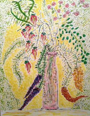 Pink Bottle Vase by Susan Royer - search and link Fine Art with ARTdefs.com