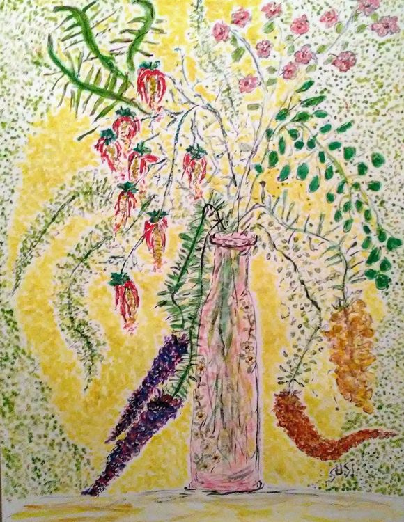Pink Bottle Vase by Susan Royer - search and link Fine Art with ARTdefs.com