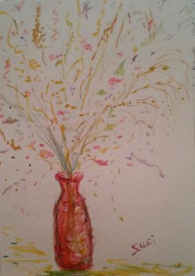 Red Bottle Vase by Susan Royer - search and link Fine Art with ARTdefs.com