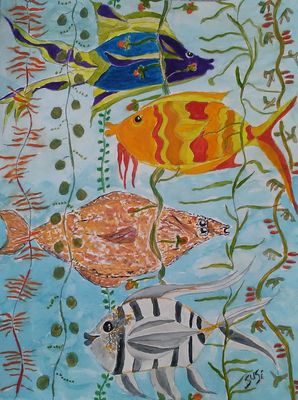 Fab Four Fish by Susan Royer - search and link Fine Art with ARTdefs.com