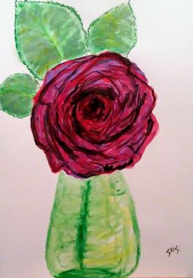 Big Rose in Little Bud Vase by Susan Royer - search and link Fine Art with ARTdefs.com