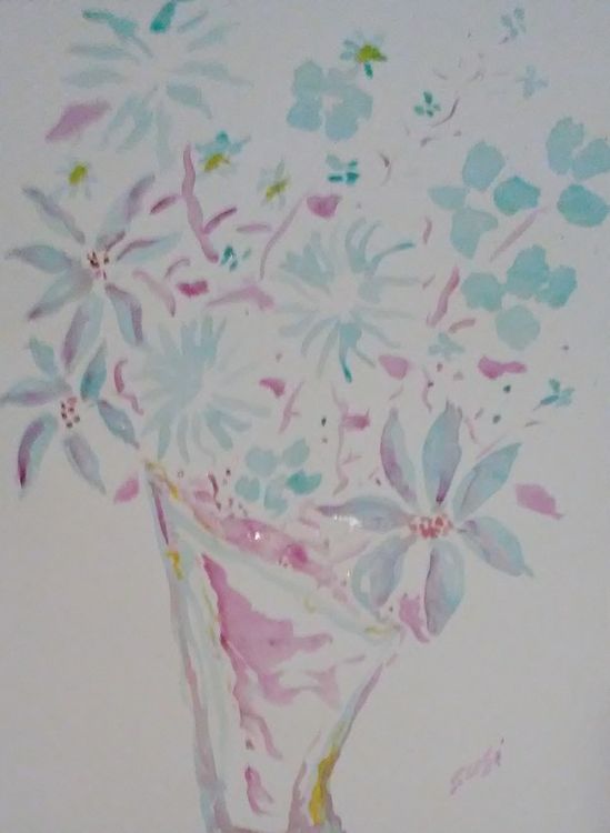 Magenta and Turquoise Vase by Susan Royer - search and link Fine Art with ARTdefs.com
