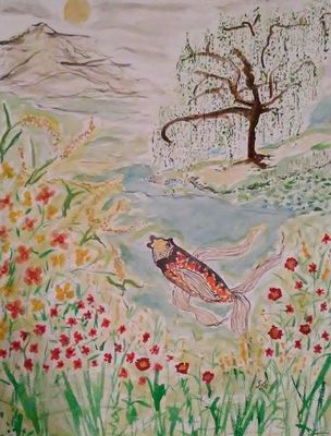 Captivated Koi by Susan Royer - search and link Fine Art with ARTdefs.com