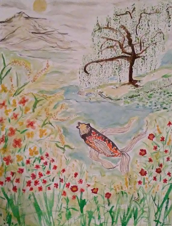 Captivated Koi by Susan Royer - search and link Fine Art with ARTdefs.com