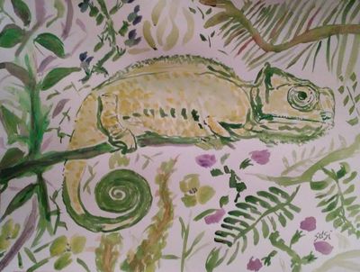 Clinging Chameleon by Susan Royer - search and link Fine Art with ARTdefs.com