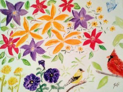 Digging My Garden Party by Susan Royer - search and link Fine Art with ARTdefs.com